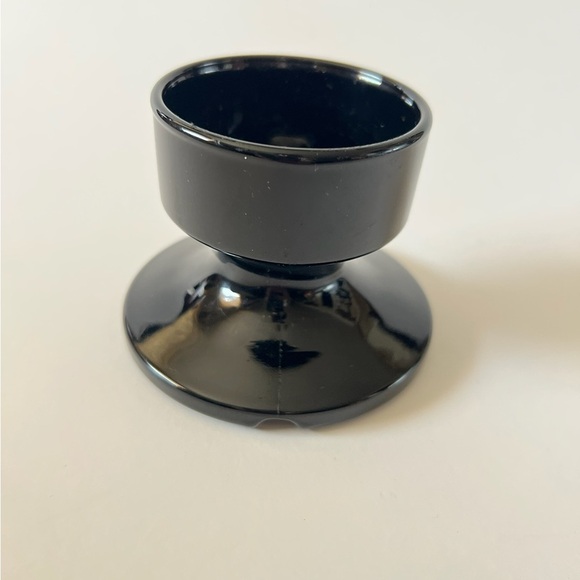 Vintage Black Glass Candle Holder Candlestick - Picture 1 of 3